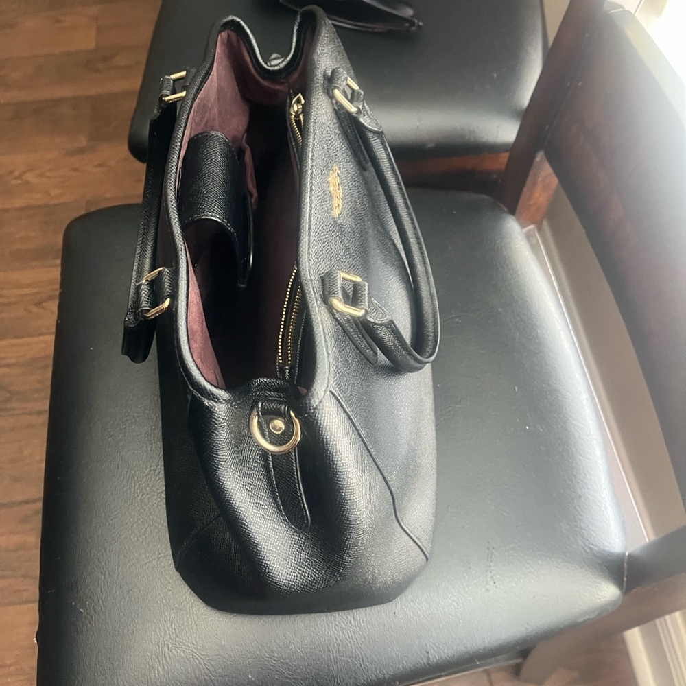 Coach Black Leather Bag with Silver Accents